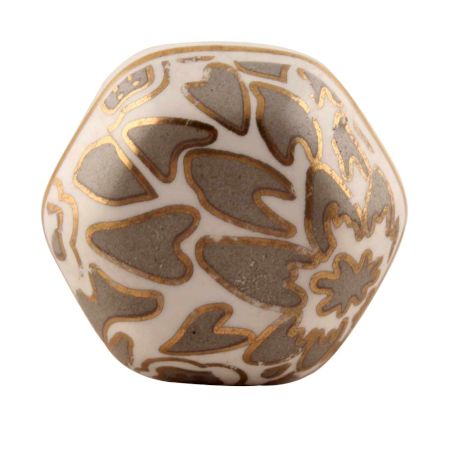 Grey Hexagon Small Ceramic Wine Stopper in Golden Fitting